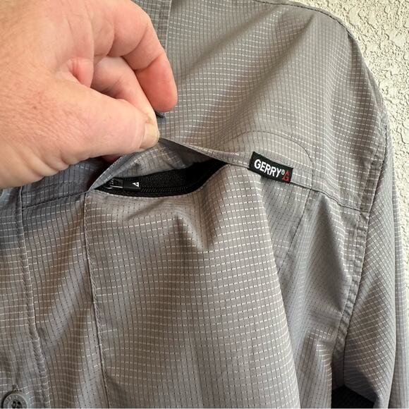 Gerry Woven Long Sleeve Shirt Gray Size XXL Sporting Fishing Button Tab Sleeves - Picture 6 of 8